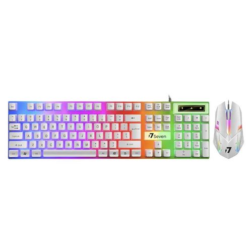 Keyboard And Mouse Set 104 Keys Gaming RGB Light For Windows PC Laptop - White thumbnail 2