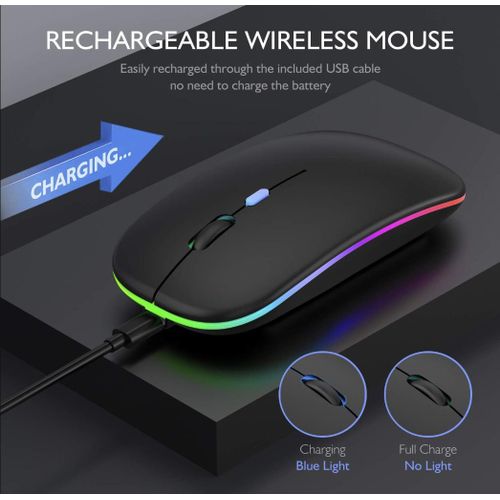 Wireless Bluetooth + 2.4G Dual-mode Rechargeable LED Optical Mouse - (Black) thumbnail 2
