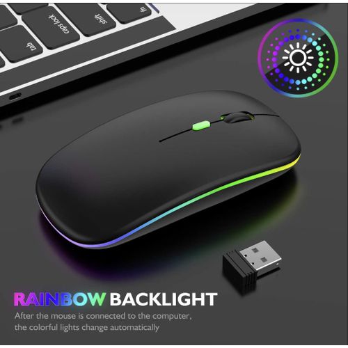 Wireless Bluetooth + 2.4G Dual-mode Rechargeable LED Optical Mouse - (Black) thumbnail 3