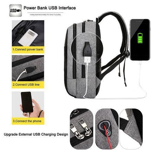 GtyGo Anti Theft Laptop Bag Travel Backpack Grey thumbnail 2