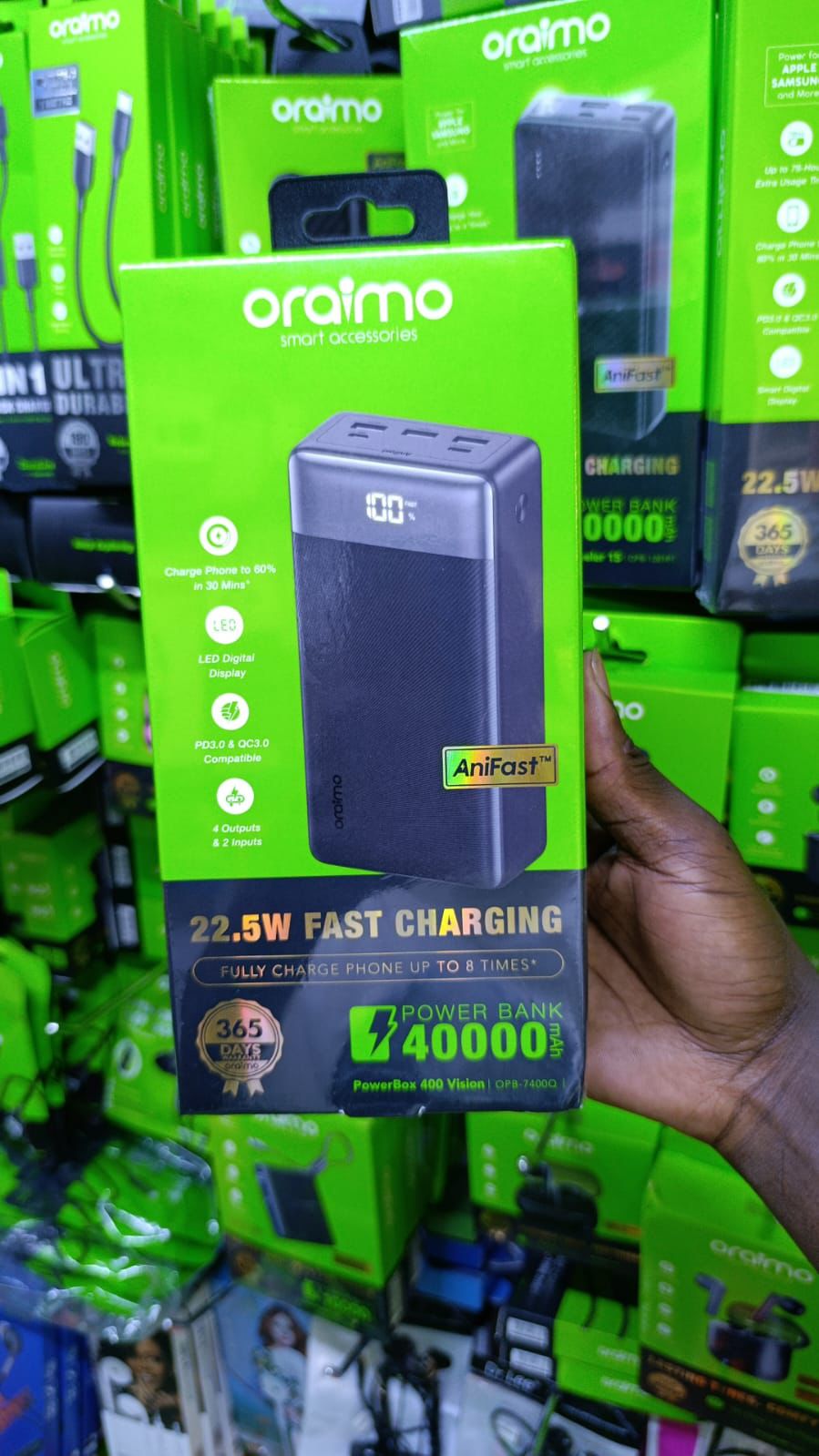 Oraimo 40,000β―mAh Power Bank β HighβCapacity Charging Power