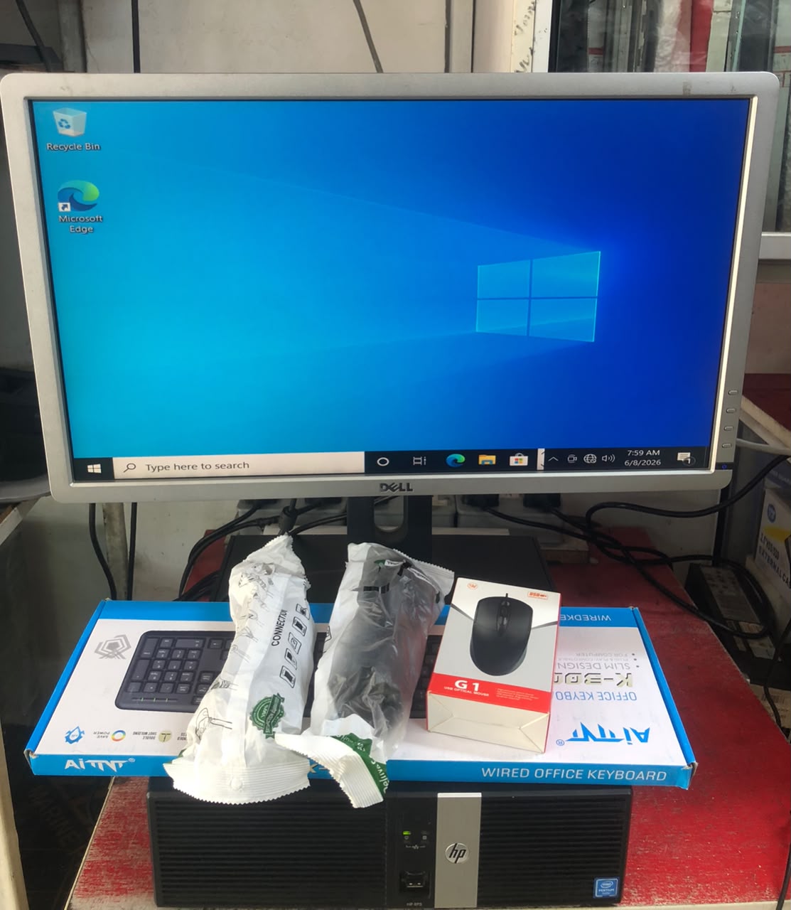 HP Pentium Desktop Computer Complete Set – 4GB RAM, 256GB SSD, 23-Inch Monitor